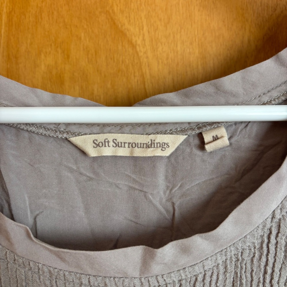Soft Surroundings Womens Tank Top M Taupe Sleeveless Textured Layering Casual - Picture 3 of 7